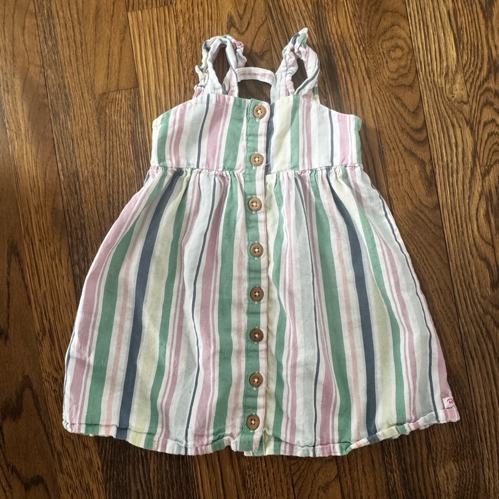 Ruffle Butts Pink and Green Striped Dress